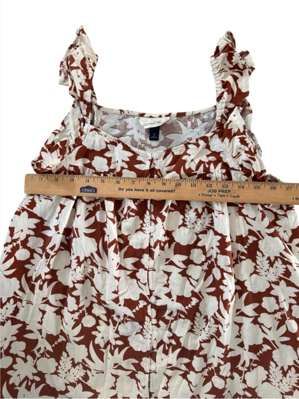 Universal Thread Rust and Cream Floral Button-Front babydoll boho floral dress - Picture 4 of 6